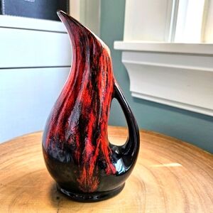 5/$25 VTG Evangeline Ware Canada Pottery Pitcher Red Drip Vase MCM